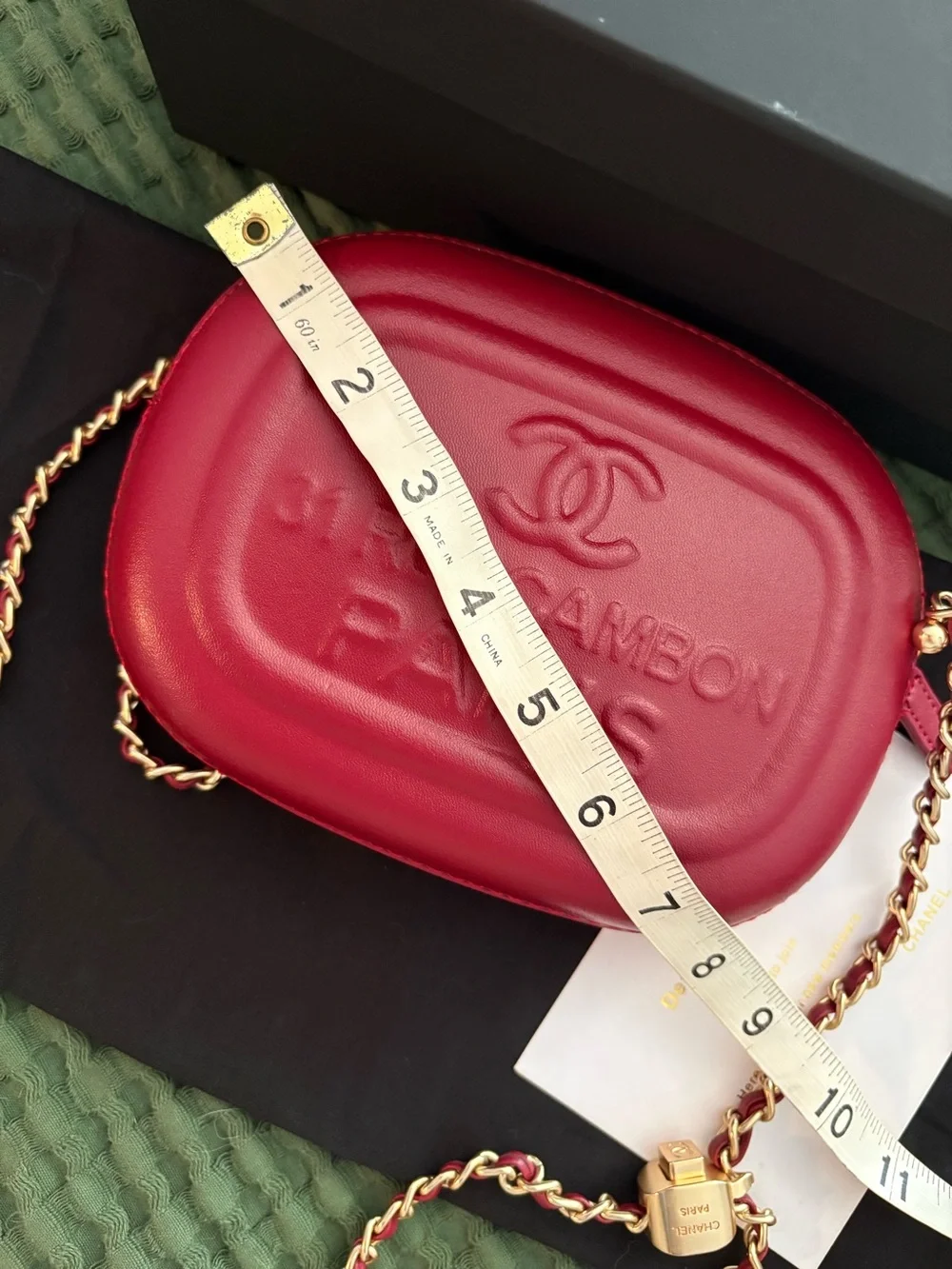 Chanel Red Leather Crossbody Bag - St. Rue Cambon Paris Embossed VIP gift